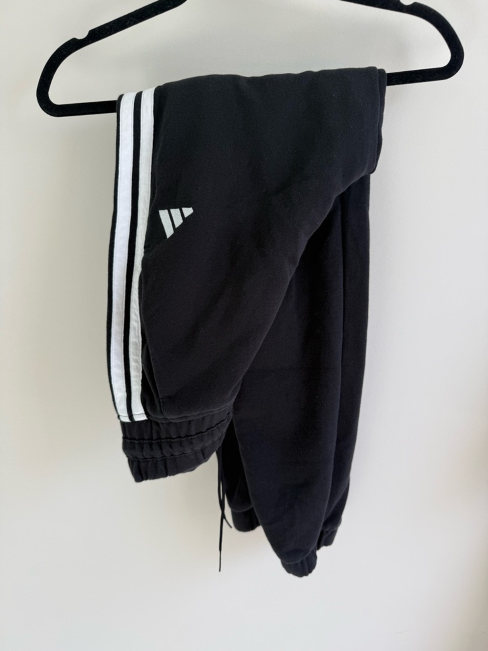 Black Womens Adidas Jogger Track Pants with White Side Stripes Sz S